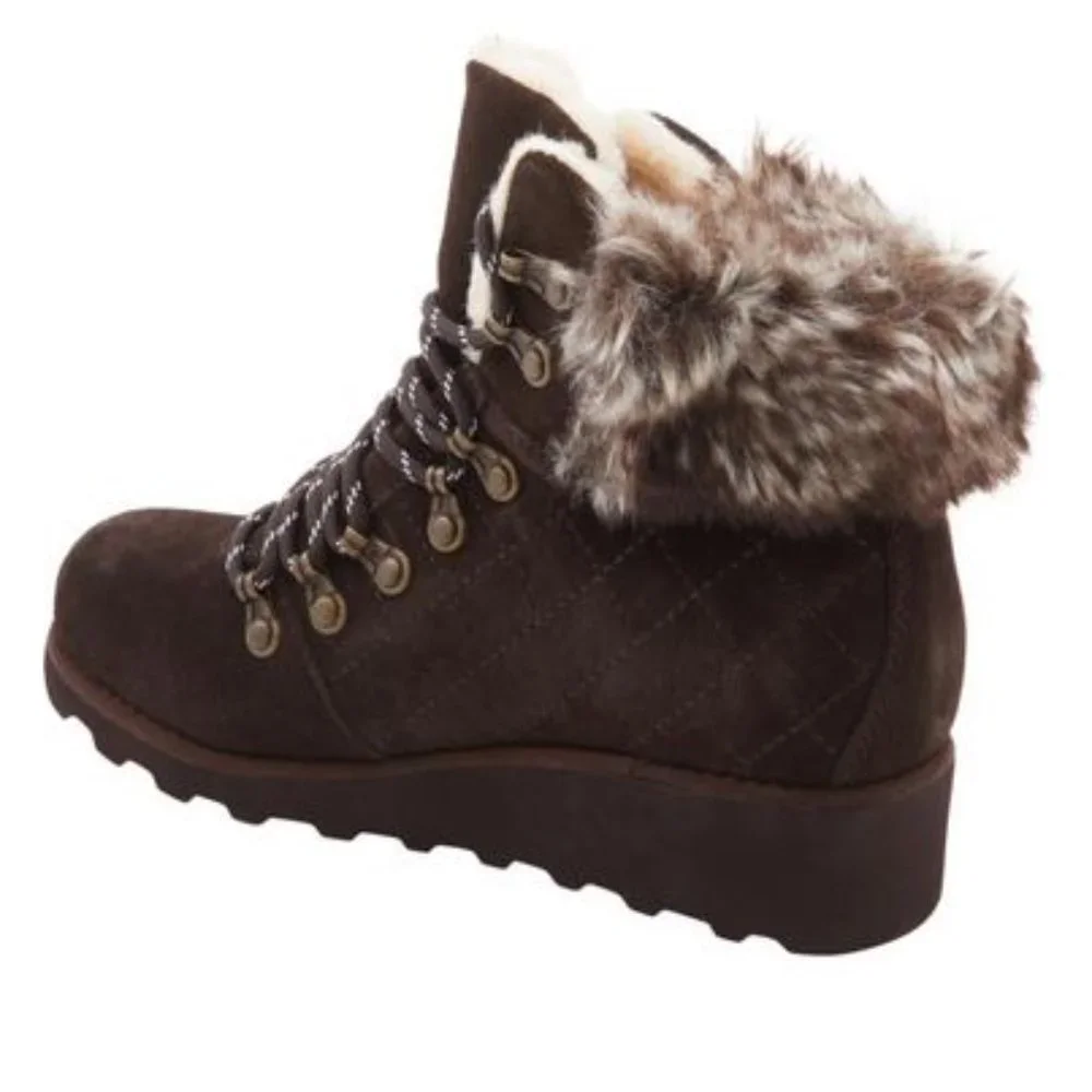 NWT Boots New BearPaw Janae Suede Quilted Hiking Boot  Brown size 13 Womens